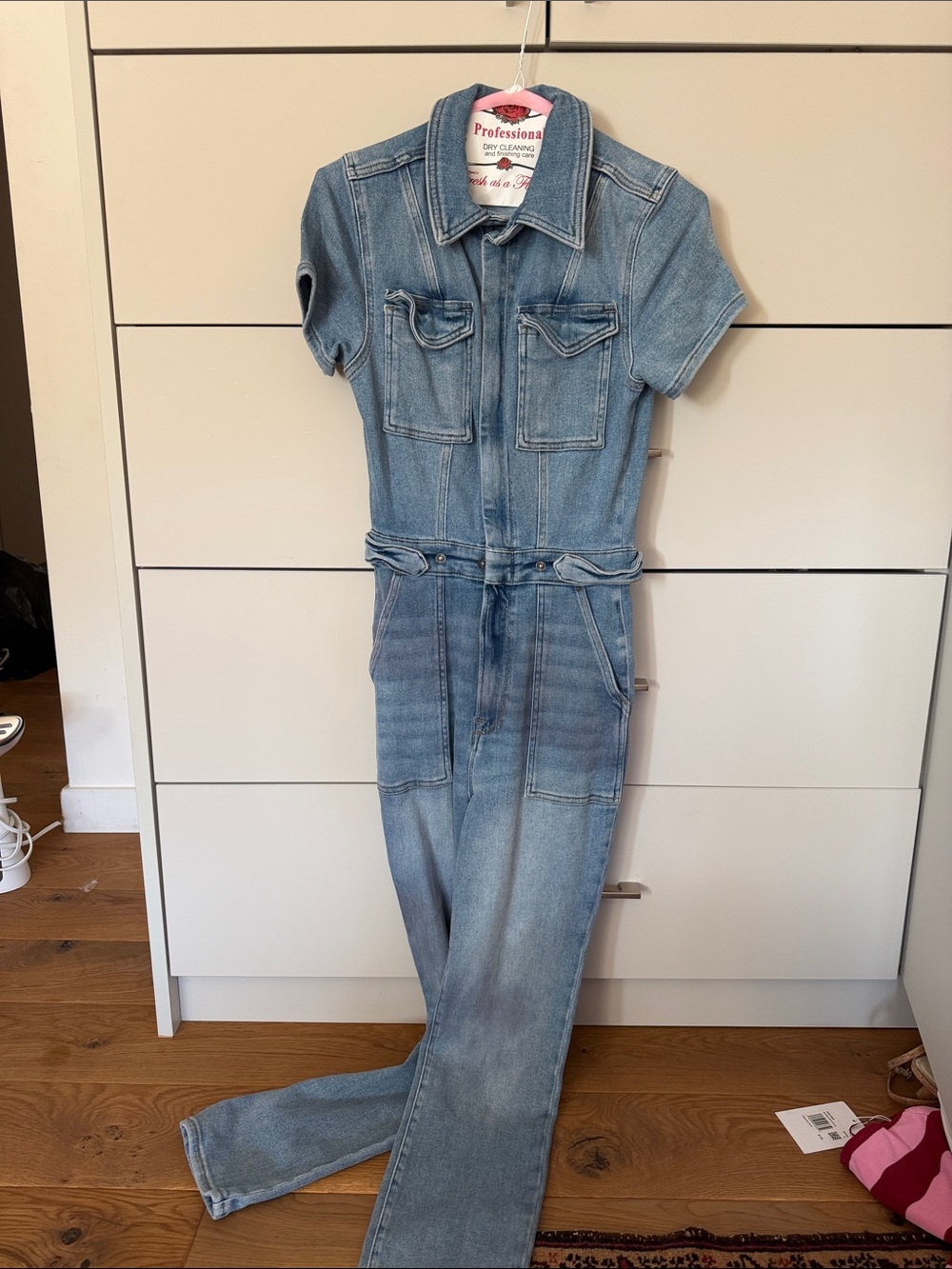 Good American Light Blue Denim Jumpsuit Romper